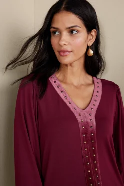 EVelvet Styles|wrist length-Soft Surroundings Adornment Top Cabernet