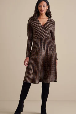 work to play|patterned-Soft Surroundings Aida Dress Hazelnut
