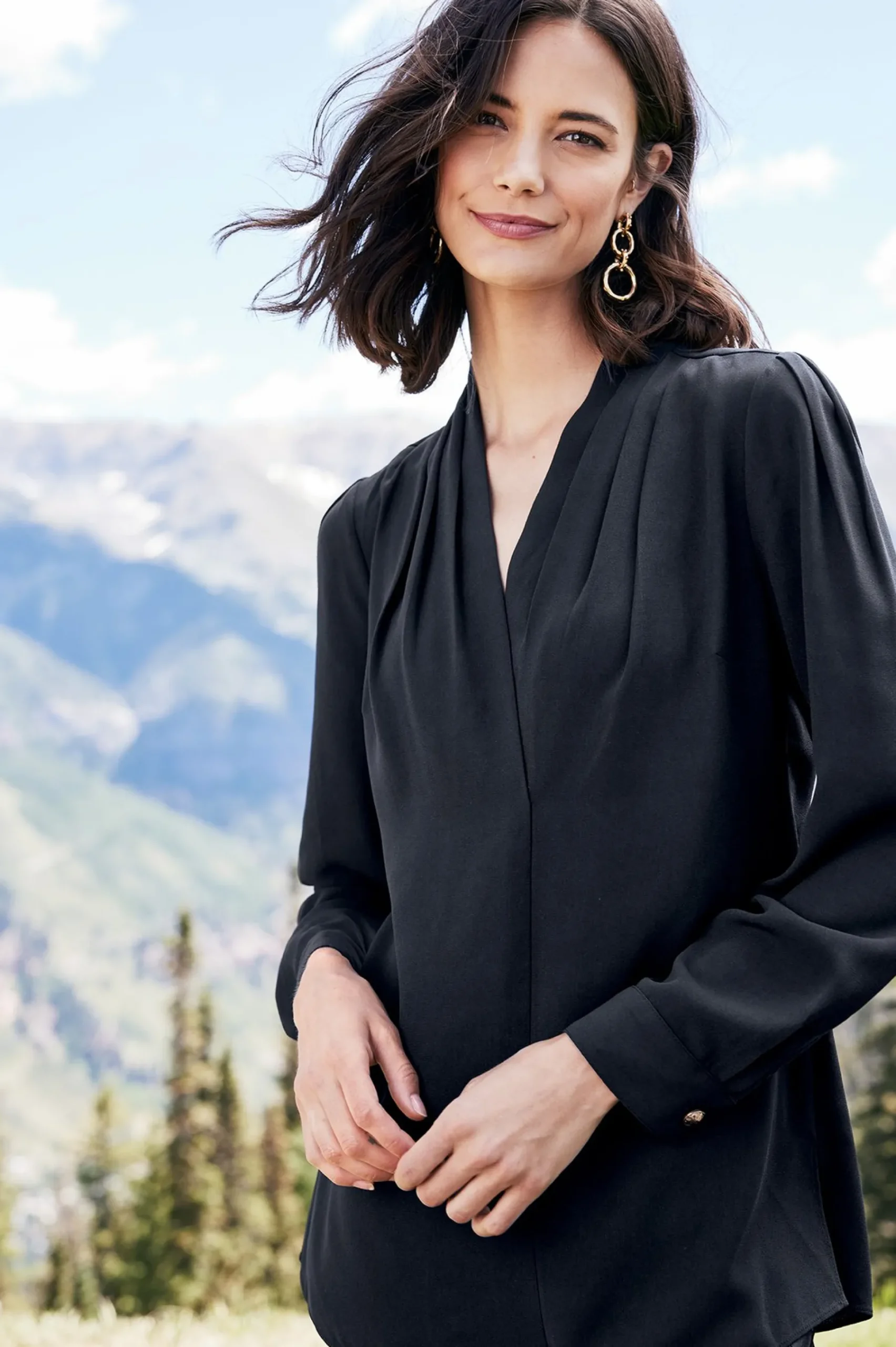 long sleeve|pullovers-Soft Surroundings Akira Blouse Garnet