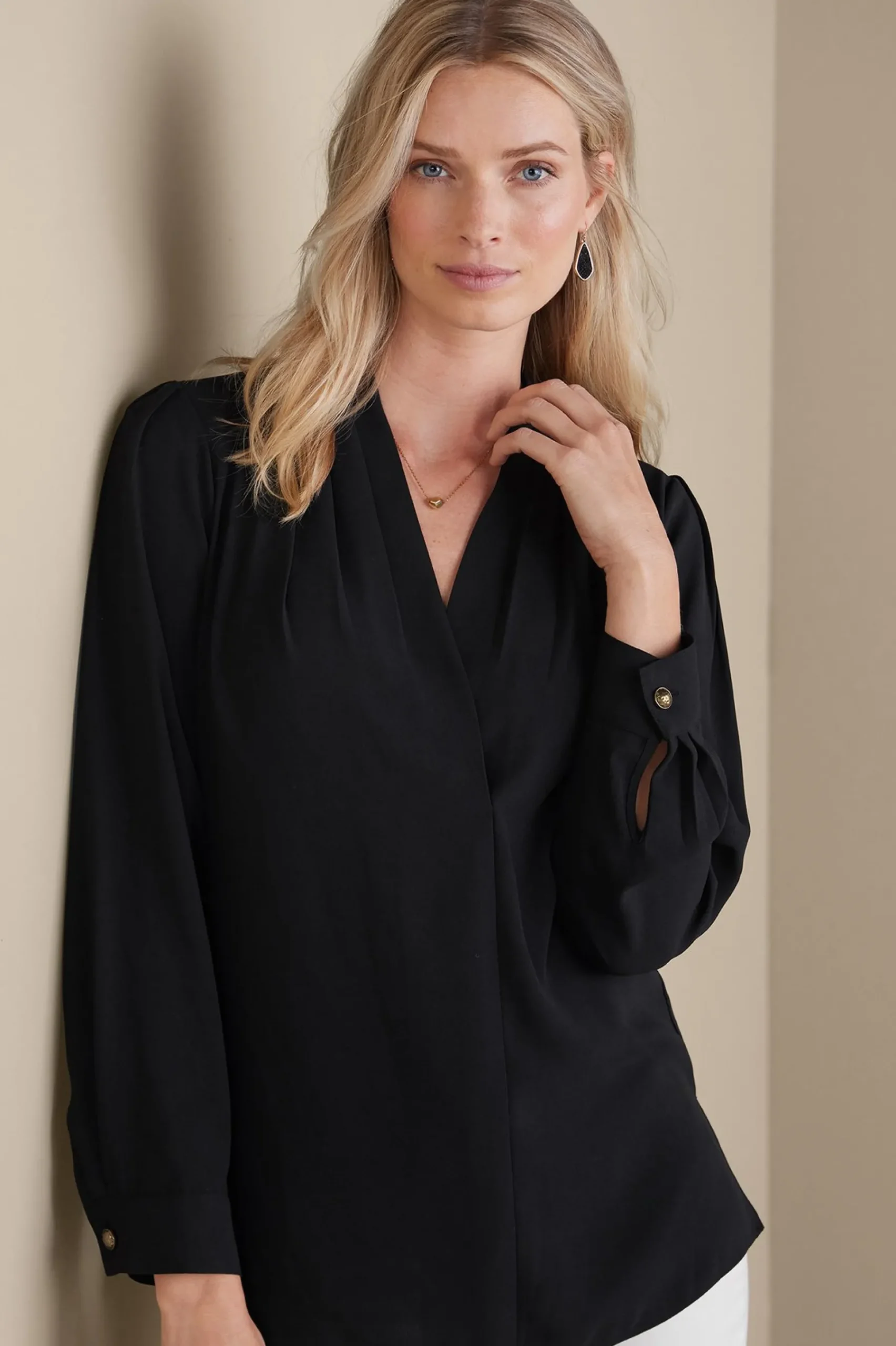 long sleeve|pullovers-Soft Surroundings Akira Blouse Garnet
