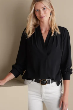 long sleeve|pullovers-Soft Surroundings Akira Blouse Garnet