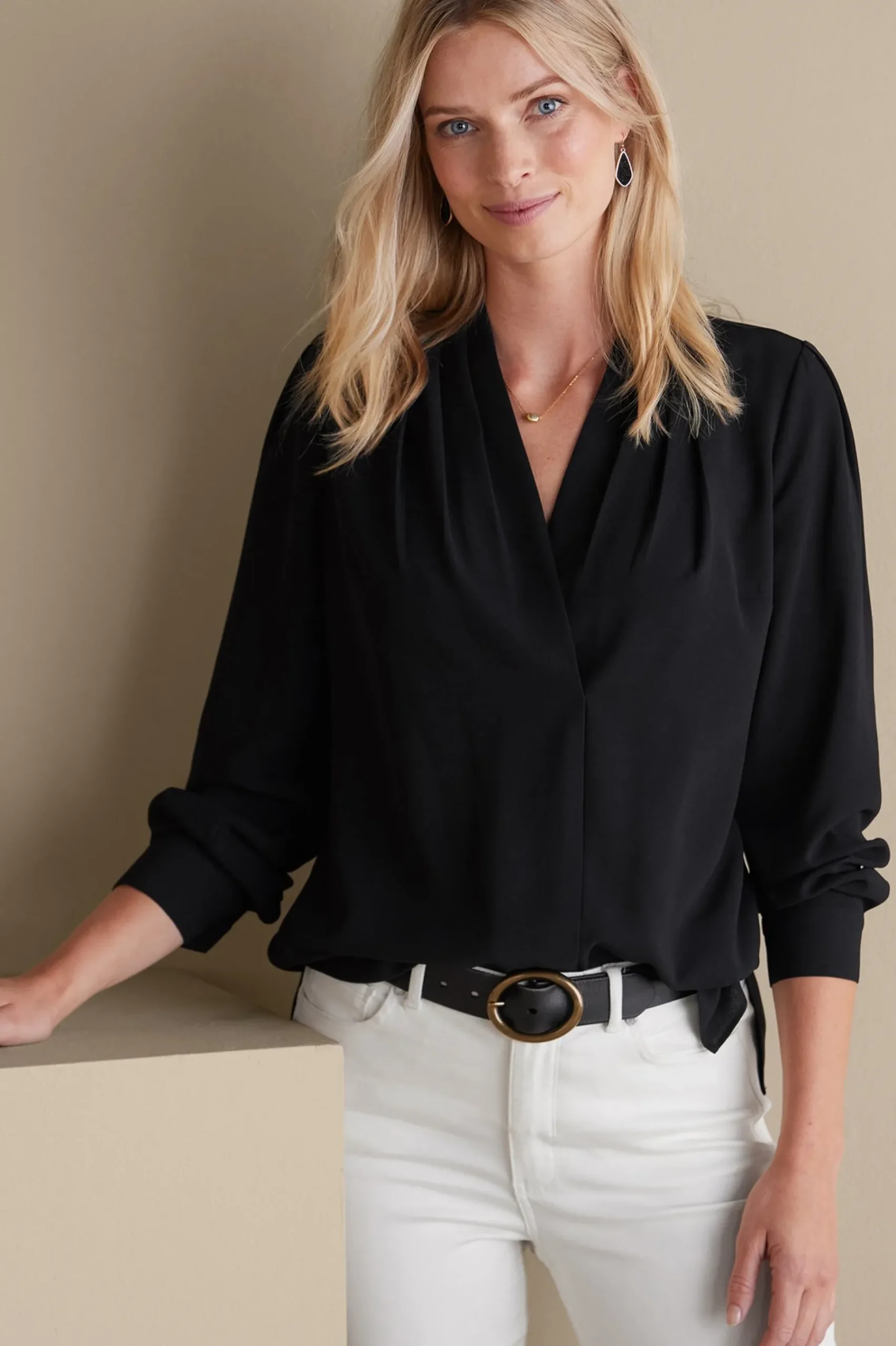 long sleeve|pullovers-Soft Surroundings Akira Blouse Garnet