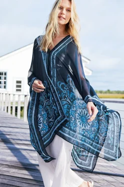 Into The Blues|Vacation Shop-Soft Surroundings Aleta Poncho Topper Blue Multi