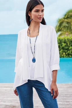 Linen Shop|Jackets & Coats-Soft Surroundings Alicante Linen Blend Topper Black
