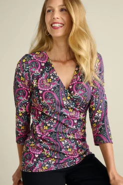 Everyday Styles|three quarter length-Soft Surroundings Alyssa Knit Top Black