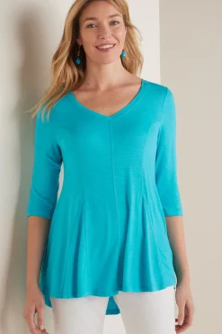 three quarter length|tunics-Soft Surroundings Amelia A-Line Tunic White
