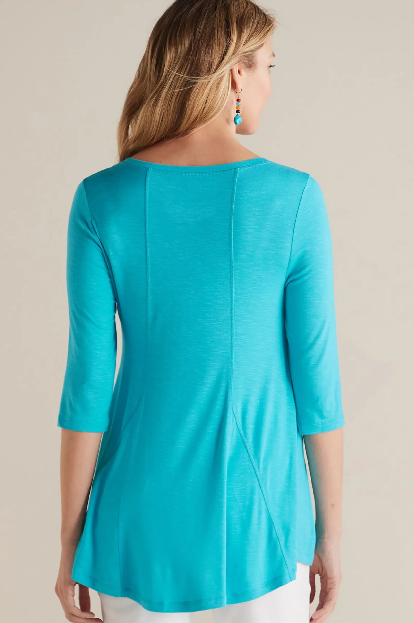 three quarter length|tunics-Soft Surroundings Amelia A-Line Tunic White