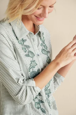 Feminine Flourish|Vacation Shop-Soft Surroundings Anisa Tunic Green Milieu Stripe