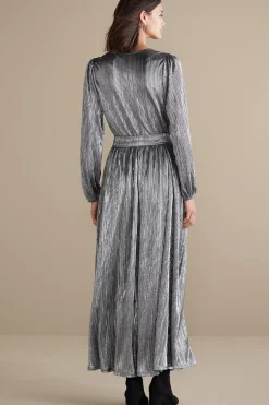 occasion dresses|solids-Soft Surroundings Annabelle Pleated Dress Silver