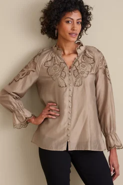 Feminine Flourish|Global Artistry-Soft Surroundings Anthos Top & Tank Stone Grey