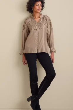Feminine Flourish|Global Artistry-Soft Surroundings Anthos Top & Tank Stone Grey