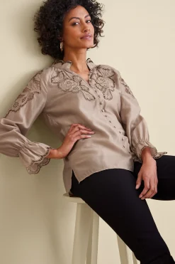 Feminine Flourish|Global Artistry-Soft Surroundings Anthos Top & Tank Stone Grey