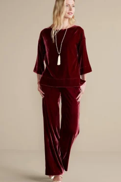 EVelvet Styles|three quarter length-Soft Surroundings Aria Velvet Top Cabernet