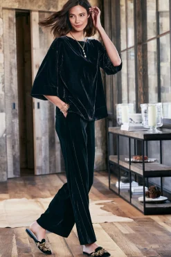EVelvet Styles|three quarter length-Soft Surroundings Aria Velvet Top Cabernet