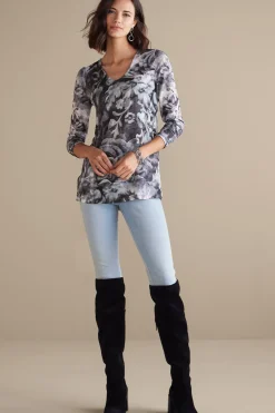 long sleeve|prints-Soft Surroundings Aviana Top Multi Floral