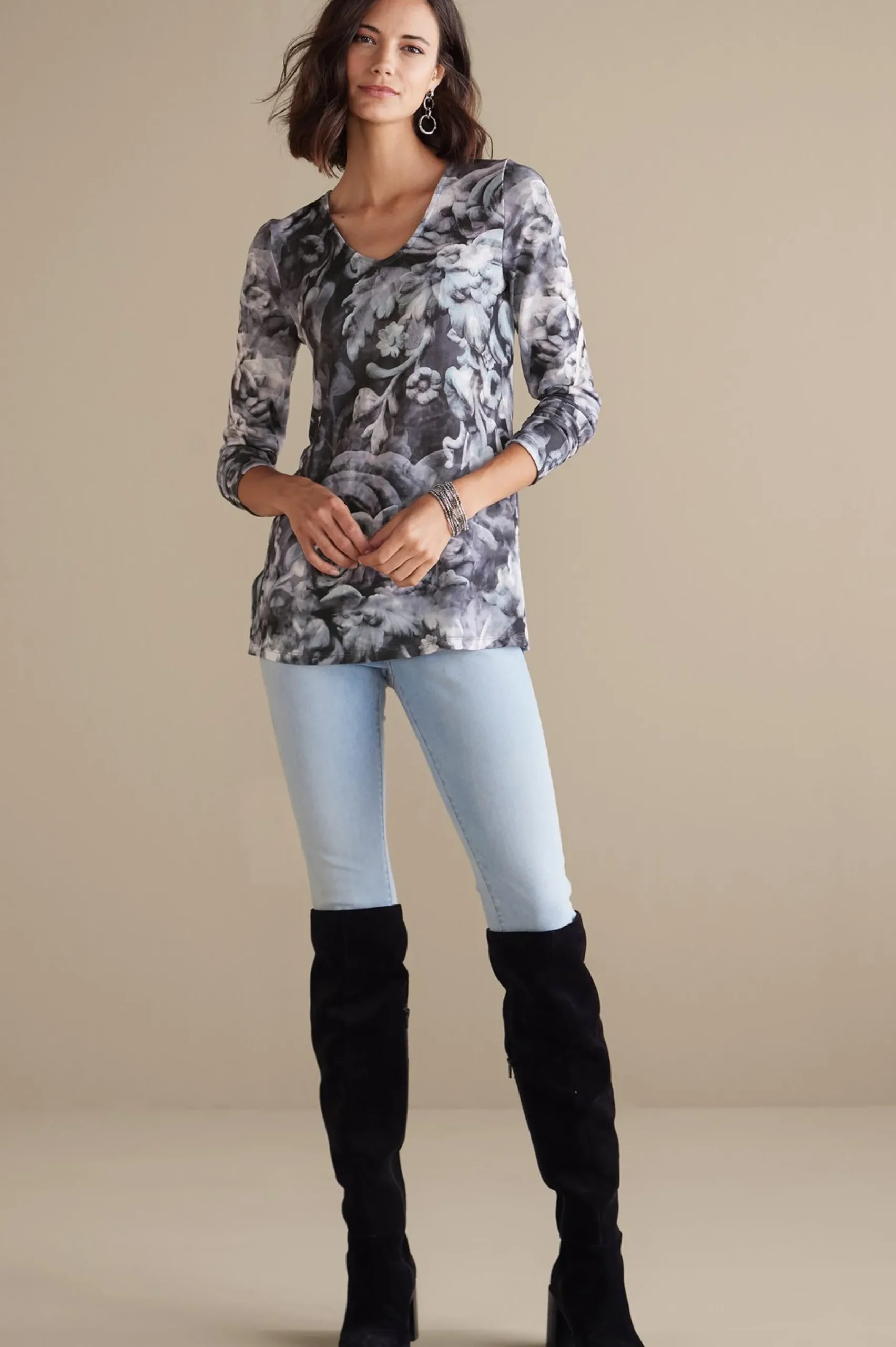 long sleeve|prints-Soft Surroundings Aviana Top Multi Floral