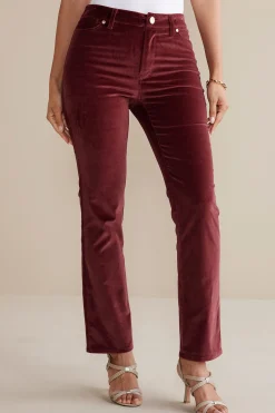 EVelvet Styles|full length-Soft Surroundings Blakely Velveteen Pants Cabernet