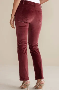 EVelvet Styles|full length-Soft Surroundings Blakely Velveteen Pants Cabernet