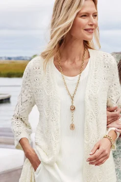 Feminine Flourish|Vacation Shop-Soft Surroundings Calistoga Pointelle Cardigan Ivory Pearl