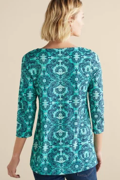 Into The Blues|Vacation Shop-Soft Surroundings Catherine Tunic Ocean Tile Teal