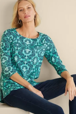Into The Blues|Vacation Shop-Soft Surroundings Catherine Tunic Ocean Tile Teal