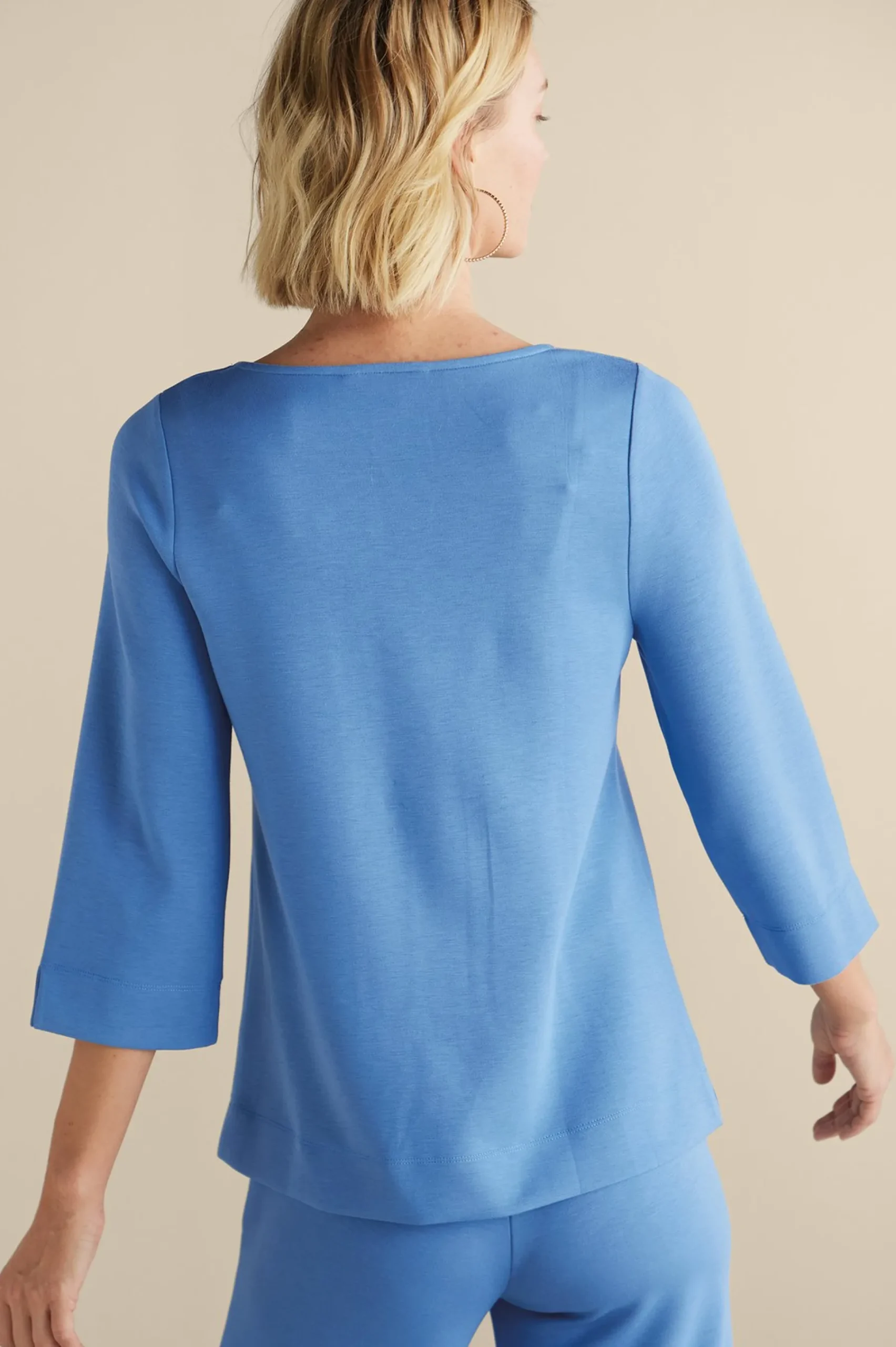 Into The Blues|Vacation Shop-Soft Surroundings Ceri Knit 3/4 Sleeve Top Black