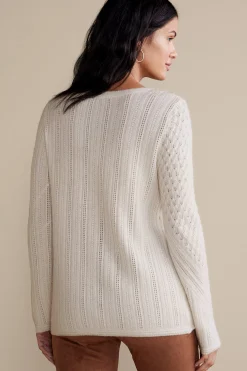 Sweaters & Cardigans|long sleeve-Soft Surroundings Charlette Cashmere Sweater Cerulean