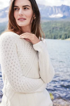 Sweaters & Cardigans|long sleeve-Soft Surroundings Charlette Cashmere Sweater Cerulean