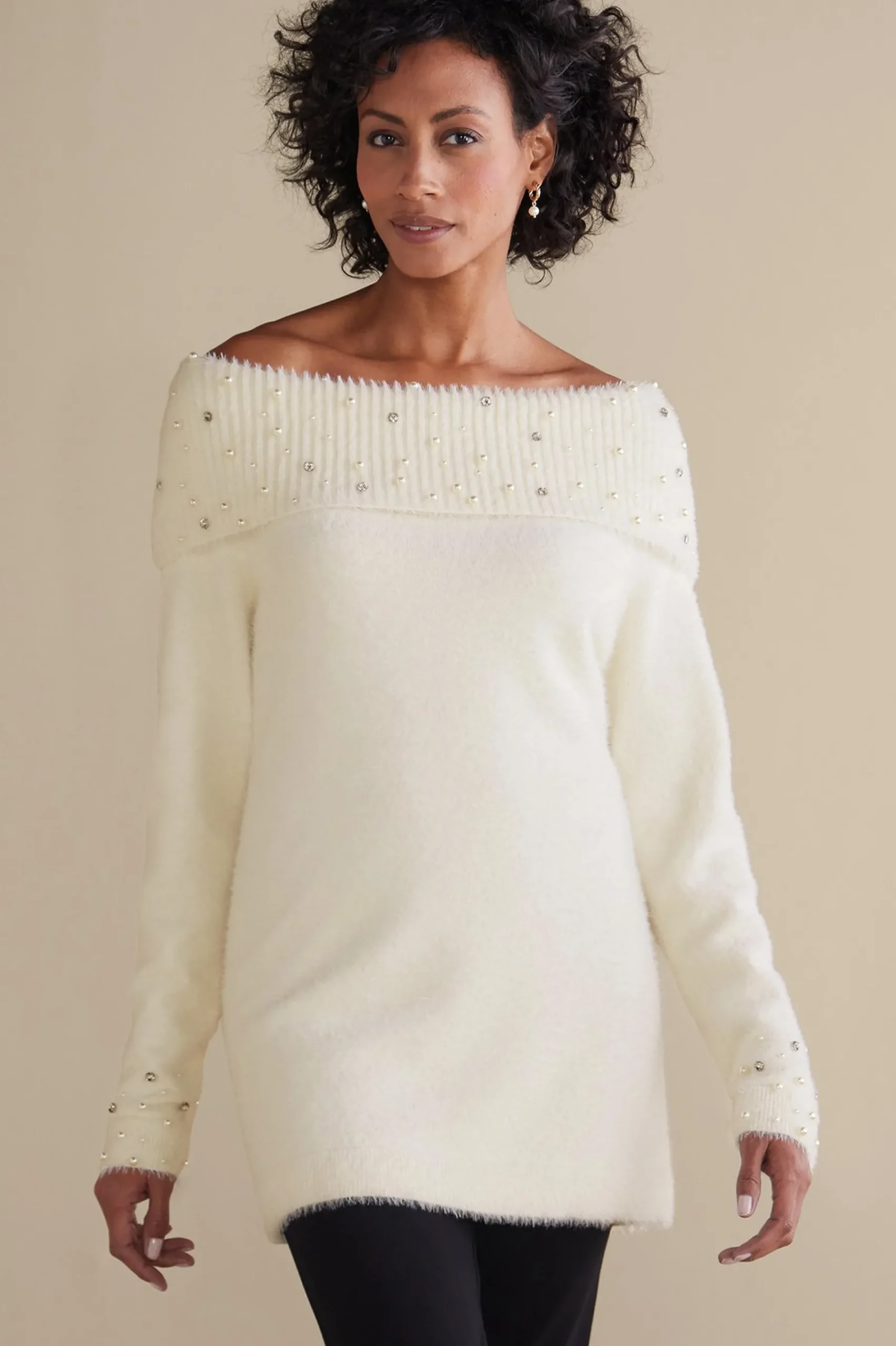 Sweaters & Cardigans|long sleeve-Soft Surroundings Christina Sweater Ivory Pearl