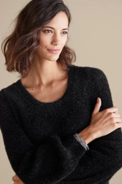Sweaters & Cardigans|long sleeve-Soft Surroundings Ciara Sparkle Sweater Black
