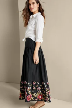 Feminine Flourish|Vacation Shop-Soft Surroundings Cindi Embroidered Maxi Skirt Black