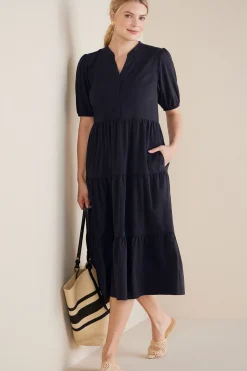 solids|mid-length-Soft Surroundings Claudia Midi Dress Black