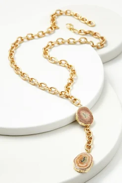 Necklaces|necklaces-Soft Surroundings Cressa Double Pendant Necklace Lt Brown/Gold