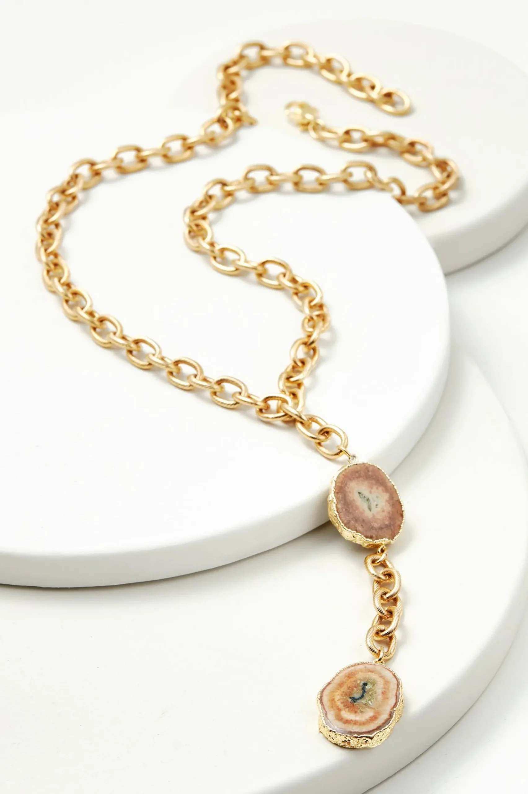 Necklaces|necklaces-Soft Surroundings Cressa Double Pendant Necklace Lt Brown/Gold