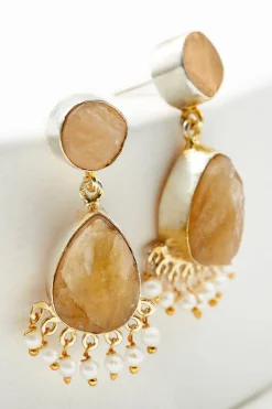 Earrings|earrings-Soft Surroundings Cressa Stone Drop Earring Gold
