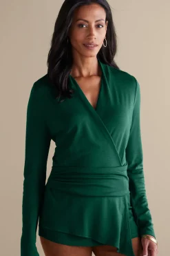 long sleeve|pullovers-Soft Surroundings Daina Top Jewel Green