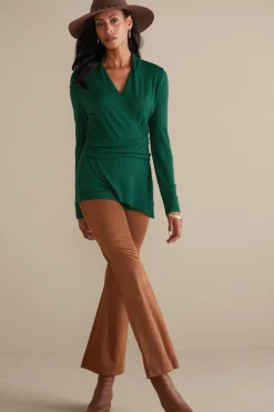 long sleeve|pullovers-Soft Surroundings Daina Top Jewel Green