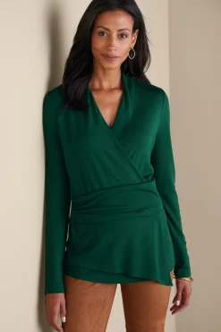 long sleeve|pullovers-Soft Surroundings Daina Top Jewel Green