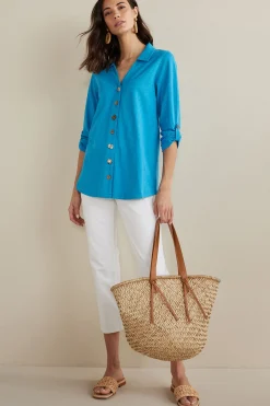 Vacation Shop|three quarter length-Soft Surroundings Danielle 3/4 Sleeve Tunic Rose Violet