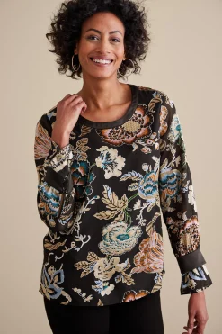 Feminine Flourish|long sleeve-Soft Surroundings Deanna Blouse Multi Floral