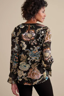 Feminine Flourish|long sleeve-Soft Surroundings Deanna Blouse Multi Floral
