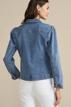 Into The Blues|Vacation Shop-Soft Surroundings Diana Shapely Denim Jacket Light Rain Wash