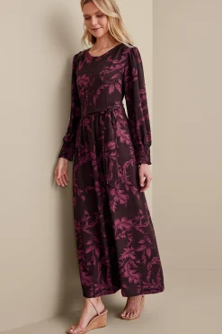 Feminine Flourish|patterned-Soft Surroundings Dianthe Dress Wine Botanical