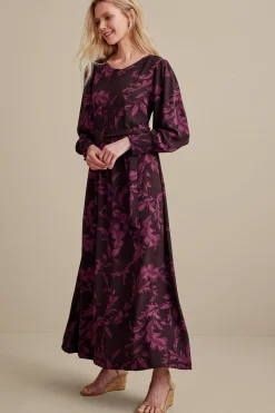 Feminine Flourish|patterned-Soft Surroundings Dianthe Dress Wine Botanical