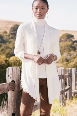 Scarves & Wraps|Feminine Flourish-Soft Surroundings Draped Ruffle Cardigan Noire