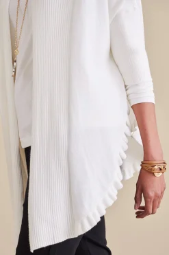 Scarves & Wraps|Feminine Flourish-Soft Surroundings Draped Ruffle Cardigan Noire