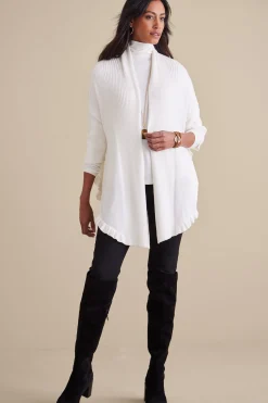 Scarves & Wraps|Feminine Flourish-Soft Surroundings Draped Ruffle Cardigan Noire