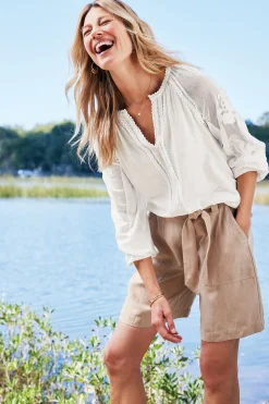 Feminine Flourish|Vacation Shop-Soft Surroundings Enya Embroidered Top Ivory Pearl