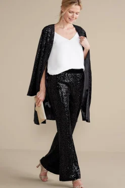 full length|bootcut-Soft Surroundings Eva Sequin Pants Black