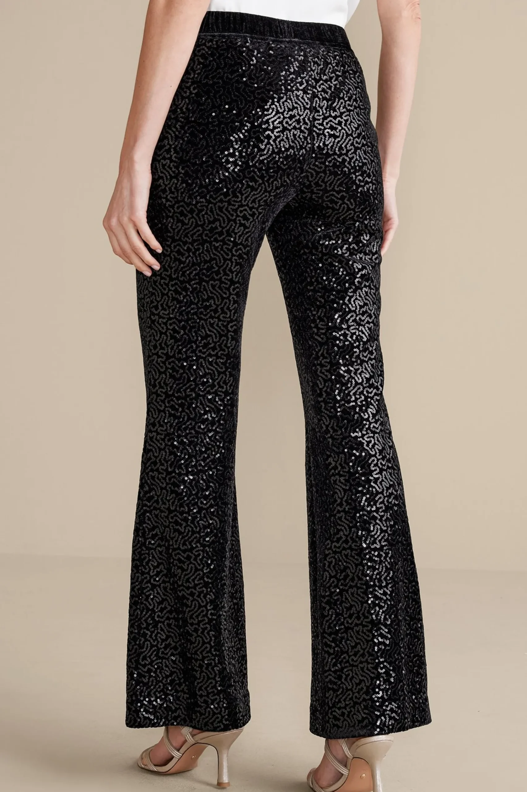 full length|bootcut-Soft Surroundings Eva Sequin Pants Black